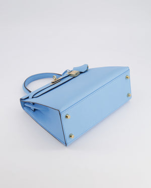 *VERY RARE* Hermès HSS Kelly 25 Sellier Bag in Bleu Celeste Epsom Leather with Bleu Jean Contrast Stitching and Permabrass Hardware&nbsp;