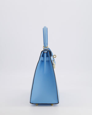 *VERY RARE* Hermès HSS Kelly 25 Sellier Bag in Bleu Celeste Epsom Leather with Bleu Jean Contrast Stitching and Permabrass Hardware&nbsp;