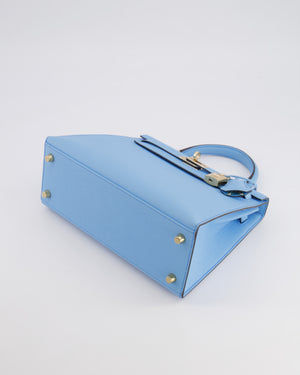 *VERY RARE* Hermès HSS Kelly 25 Sellier Bag in Bleu Celeste Epsom Leather with Bleu Jean Contrast Stitching and Permabrass Hardware&nbsp;
