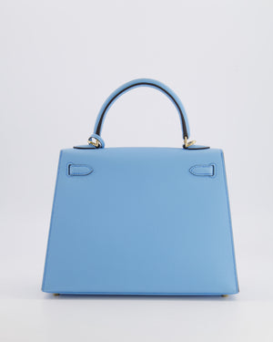 *VERY RARE* Hermès HSS Kelly 25 Sellier Bag in Bleu Celeste Epsom Leather with Bleu Jean Contrast Stitching and Permabrass Hardware&nbsp;