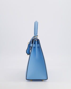 *VERY RARE* Hermès HSS Kelly 25 Sellier Bag in Bleu Celeste Epsom Leather with Bleu Jean Contrast Stitching and Permabrass Hardware&nbsp;