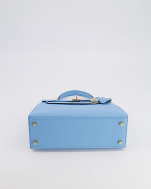 *VERY RARE* Hermès HSS Kelly 25 Sellier Bag in Bleu Celeste Epsom Leather with Bleu Jean Contrast Stitching and Permabrass Hardware&nbsp;