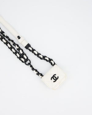 Chanel AirPods Case Chain Belt in White Caviar Leather with So Black Hardware