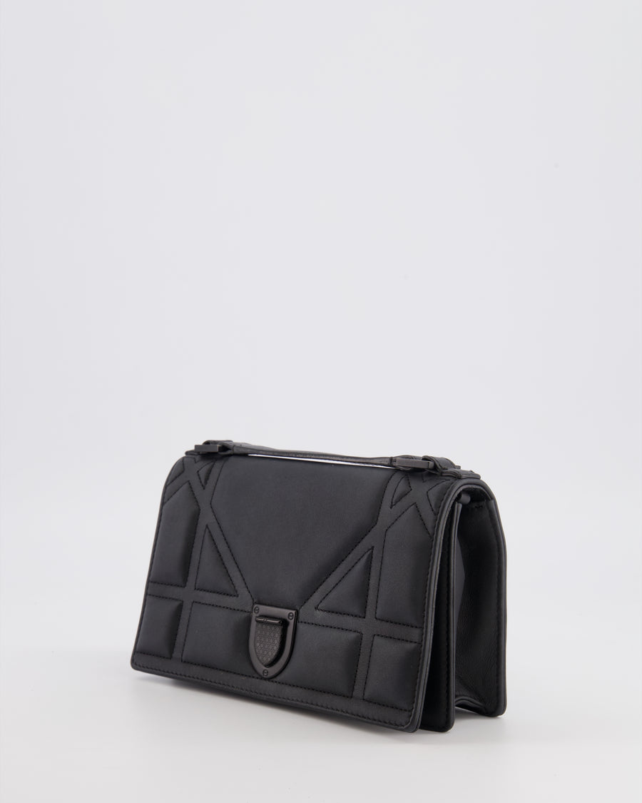 Christian Dior Small Diorama Bag in Ultra-Black Matte Leather with Matte Black Hardware