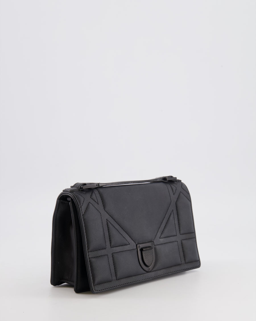 Christian Dior Small Diorama Bag in Ultra-Black Matte Leather with Matte Black Hardware