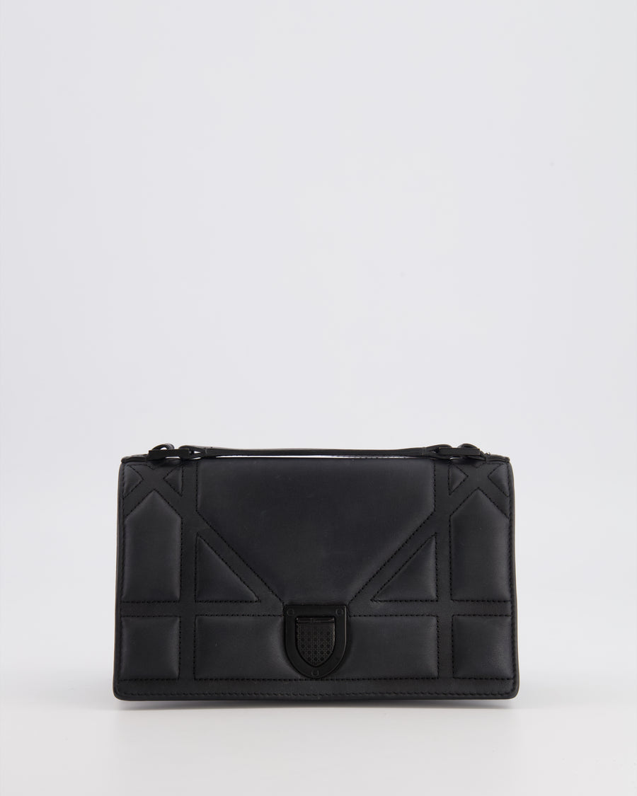 Christian Dior Small Diorama Bag in Ultra-Black Matte Leather with Matte Black Hardware
