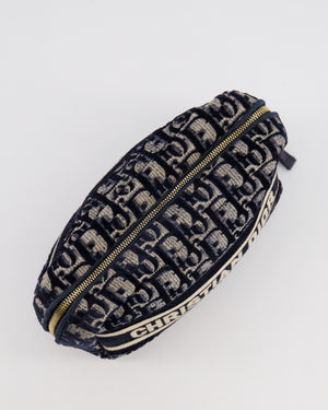 Christian Dior Navy Dior Oblique Logo Pouch with Gold Hardware
