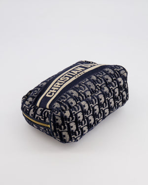 Christian Dior Navy Dior Oblique Logo Pouch with Gold Hardware