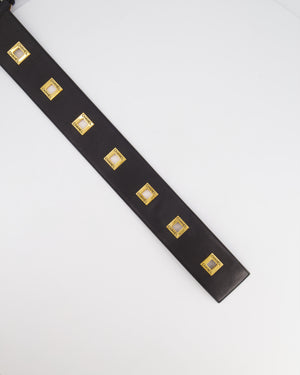 Chanel Vintage F/W 1992 Black Leather Belt with 24K Gold Logo Buckle and Accents 90cm
