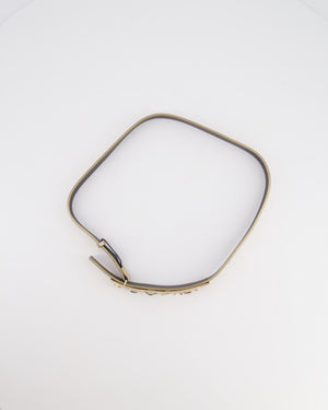 Chanel Metallic Silver Leather Belt with Multi-Coloured Rhinestone Embellished Logo Buckle 75cm
