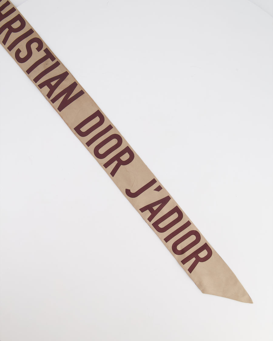 Christian Dior Burgundy Oblique Reversible Logo Twilly Scarf Size 96cm x 6cm