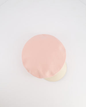 Hermès Pink and White Giulietta Code Cap with Gold H Button Detail Size 57