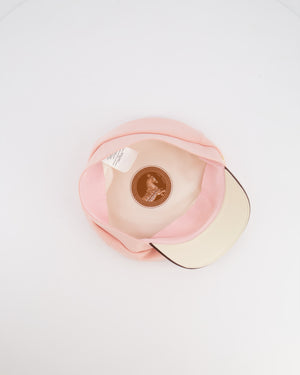 Hermès Pink and White Giulietta Code Cap with Gold H Button Detail Size 57