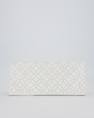 Alaïa Studded Clutch Bag in White Calfskin Leather