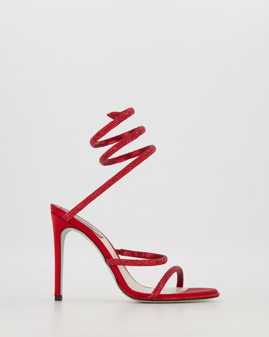 Rene Caovilla Red Diamante Strap Heels Size EU 36.5