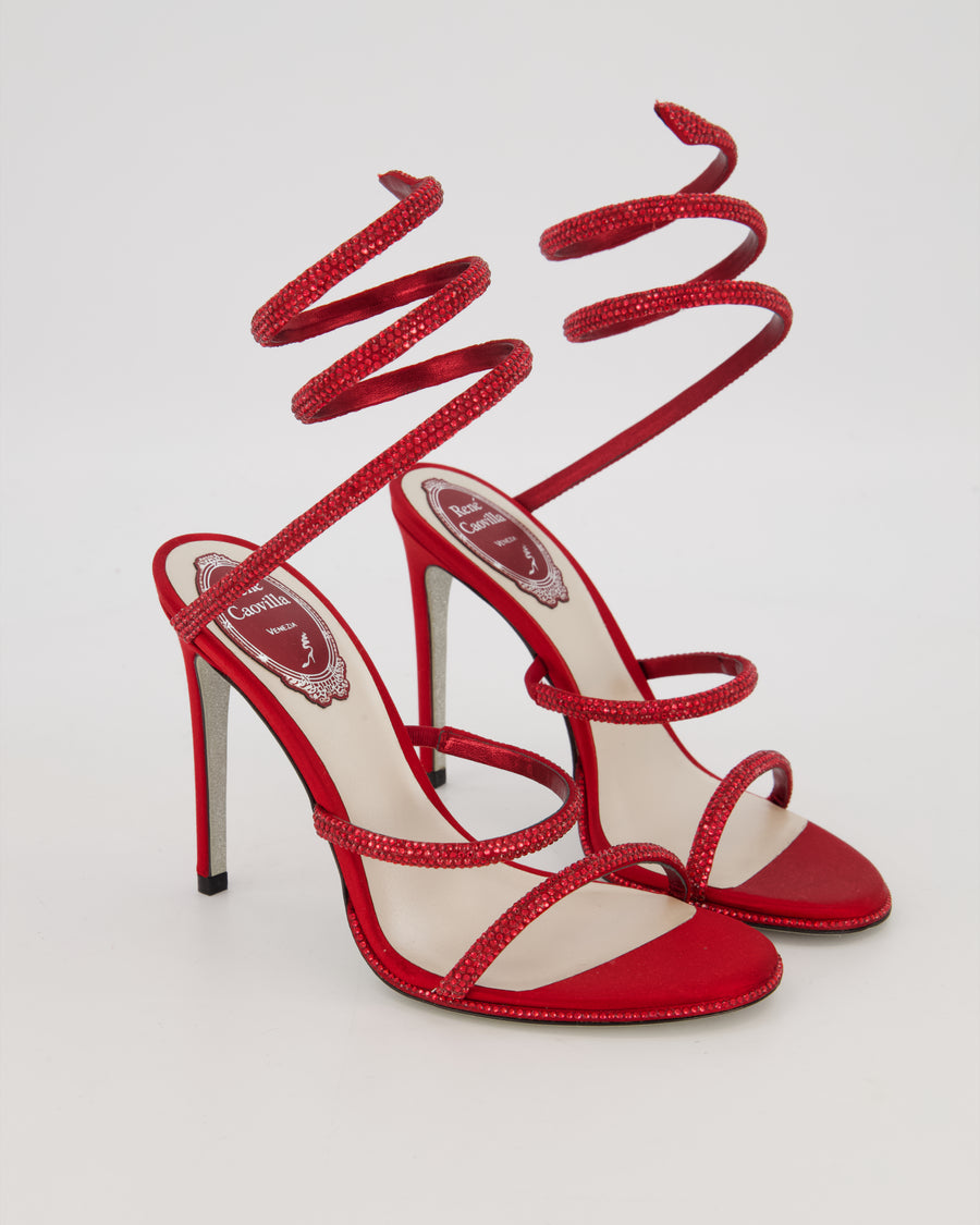 Rene Caovilla Red Diamante Strap Heels Size EU 36.5