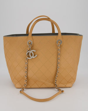 Chanel Wild Stitch Shopping Tote Bag in Beige Calfskin with Silver Hardware