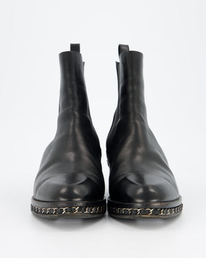Chanel Black Chelsea Boot with Chain Trim Detail Size EU 41.5C