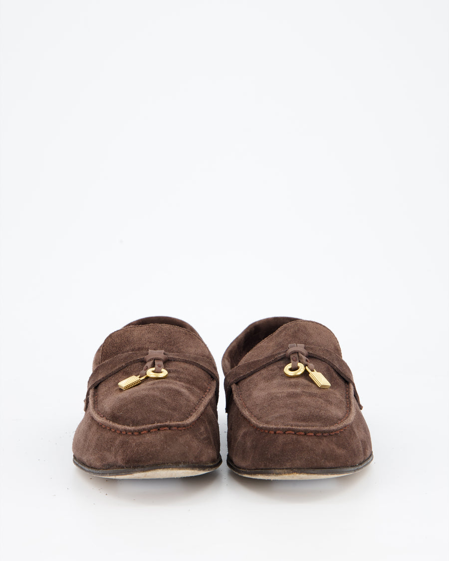 Loro Piana Brown Suede Loafers Size EU 37