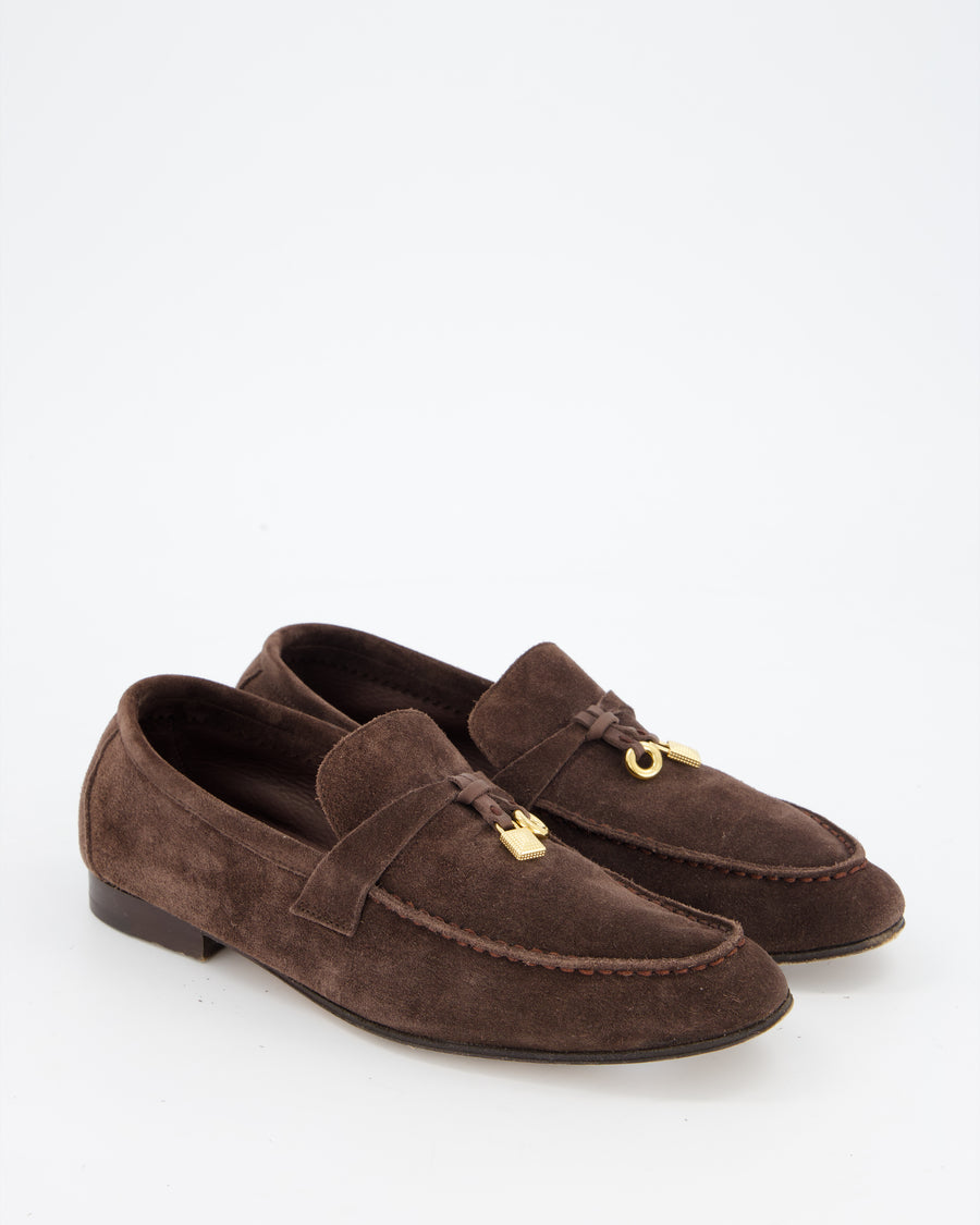 Loro Piana Brown Suede Loafers Size EU 37