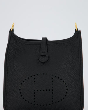 Hermès Mini Evelyne Bag in Black Clemence Leather with Gold Hardware