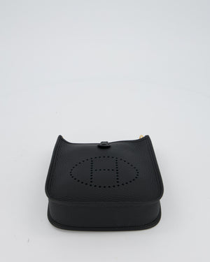 Hermès Mini Evelyne Bag in Black Clemence Leather with Gold Hardware