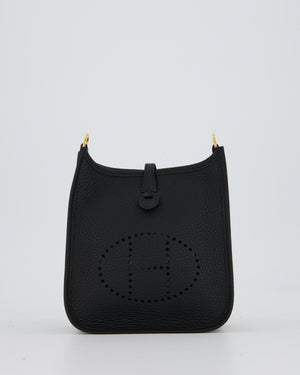 Hermès Mini Evelyne Bag in Black Clemence Leather with Gold Hardware