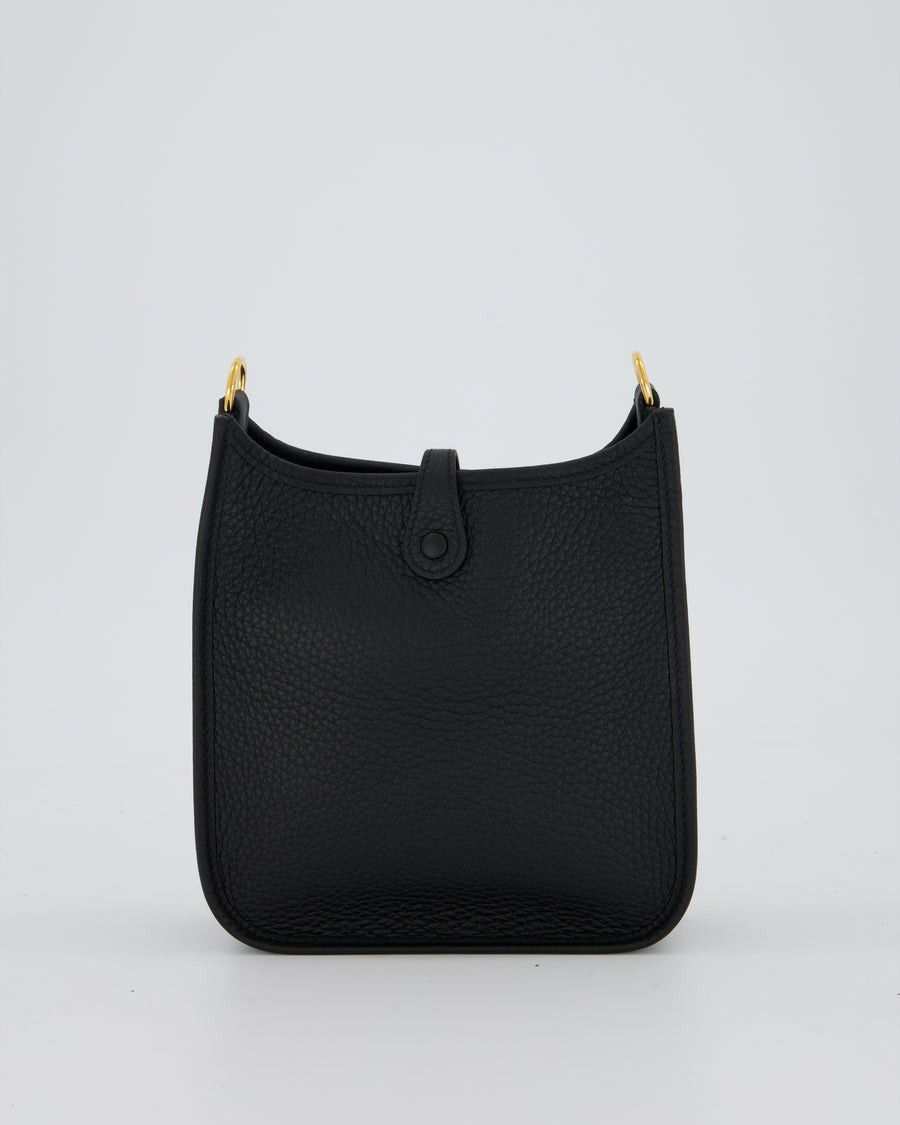 Hermès Mini Evelyne Bag in Black Clemence Leather with Gold Hardware