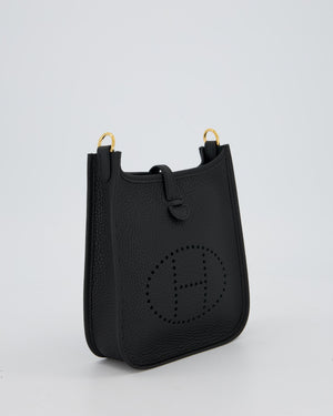 Hermès Mini Evelyne Bag in Black Clemence Leather with Gold Hardware