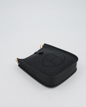 Hermès Mini Evelyne Bag in Black Clemence Leather with Gold Hardware