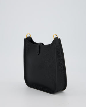 Hermès Mini Evelyne Bag in Black Clemence Leather with Gold Hardware