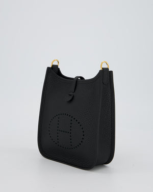 Hermès Mini Evelyne Bag in Black Clemence Leather with Gold Hardware
