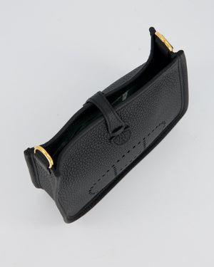Hermès Mini Evelyne Bag in Black Clemence Leather with Gold Hardware