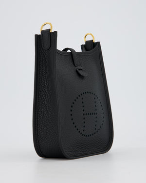 Hermès Mini Evelyne Bag in Black Clemence Leather with Gold Hardware