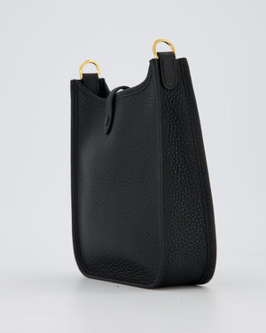 Hermès Mini Evelyne Bag in Black Clemence Leather with Gold Hardware