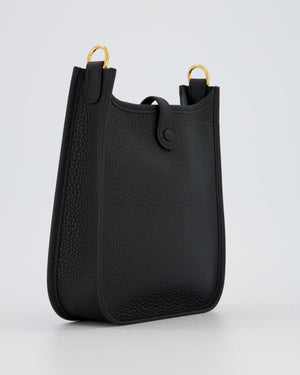 Hermès Mini Evelyne Bag in Black Clemence Leather with Gold Hardware
