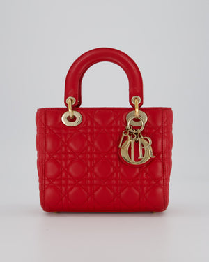 Christian Dior Small ABC Lady Dior Bag in Ferrari Red Lambskin Leather with Gold Hardware