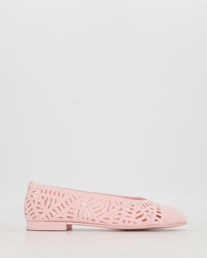 Chanel Pink Lattice Mesh Ballet Flats with CC Logo Toecap Size EU 37