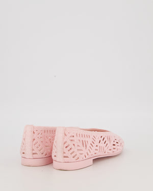 Chanel Pink Lattice Mesh Ballet Flats with CC Logo Toecap Size EU 37