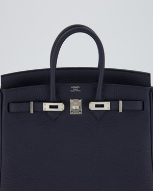 *RARE* Hermès Birkin 25 Retourne Bag in Bleu Nuit Togo Leather with Palladium Hardware