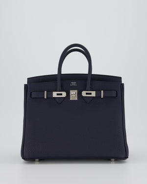 *RARE* Hermès Birkin 25 Retourne Bag in Bleu Nuit Togo Leather with Palladium Hardware
