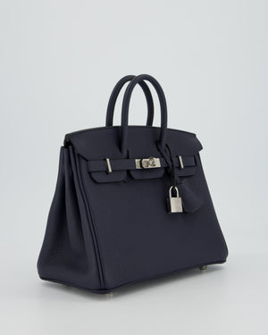 *RARE* Hermès Birkin 25 Retourne Bag in Bleu Nuit Togo Leather with Palladium Hardware