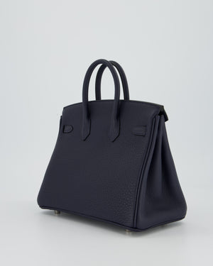 *RARE* Hermès Birkin 25 Retourne Bag in Bleu Nuit Togo Leather with Palladium Hardware