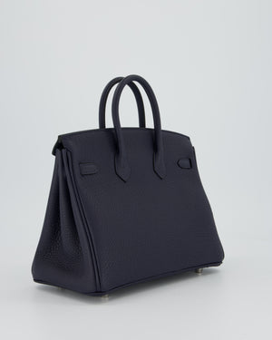 *RARE* Hermès Birkin 25 Retourne Bag in Bleu Nuit Togo Leather with Palladium Hardware