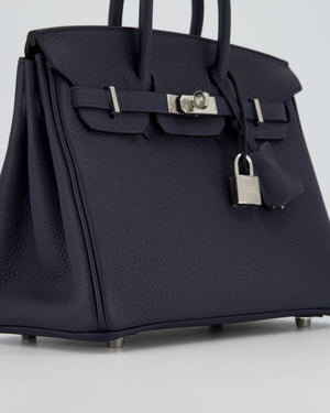*RARE* Hermès Birkin 25 Retourne Bag in Bleu Nuit Togo Leather with Palladium Hardware
