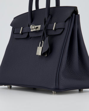 *RARE* Hermès Birkin 25 Retourne Bag in Bleu Nuit Togo Leather with Palladium Hardware