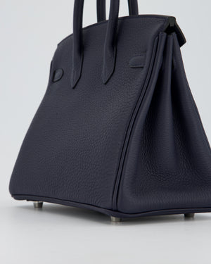 *RARE* Hermès Birkin 25 Retourne Bag in Bleu Nuit Togo Leather with Palladium Hardware