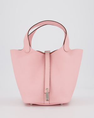 *ULTRA RARE* Hermès Picotin Bag 18cm in Rose Sakura Clemence Leather with Palladium Hardware