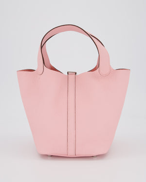 *ULTRA RARE* Hermès Picotin Bag 18cm in Rose Sakura Clemence Leather with Palladium Hardware