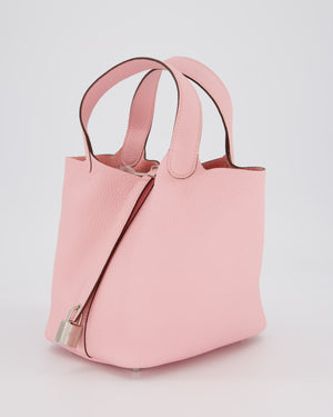 *ULTRA RARE* Hermès Picotin Bag 18cm in Rose Sakura Clemence Leather with Palladium Hardware